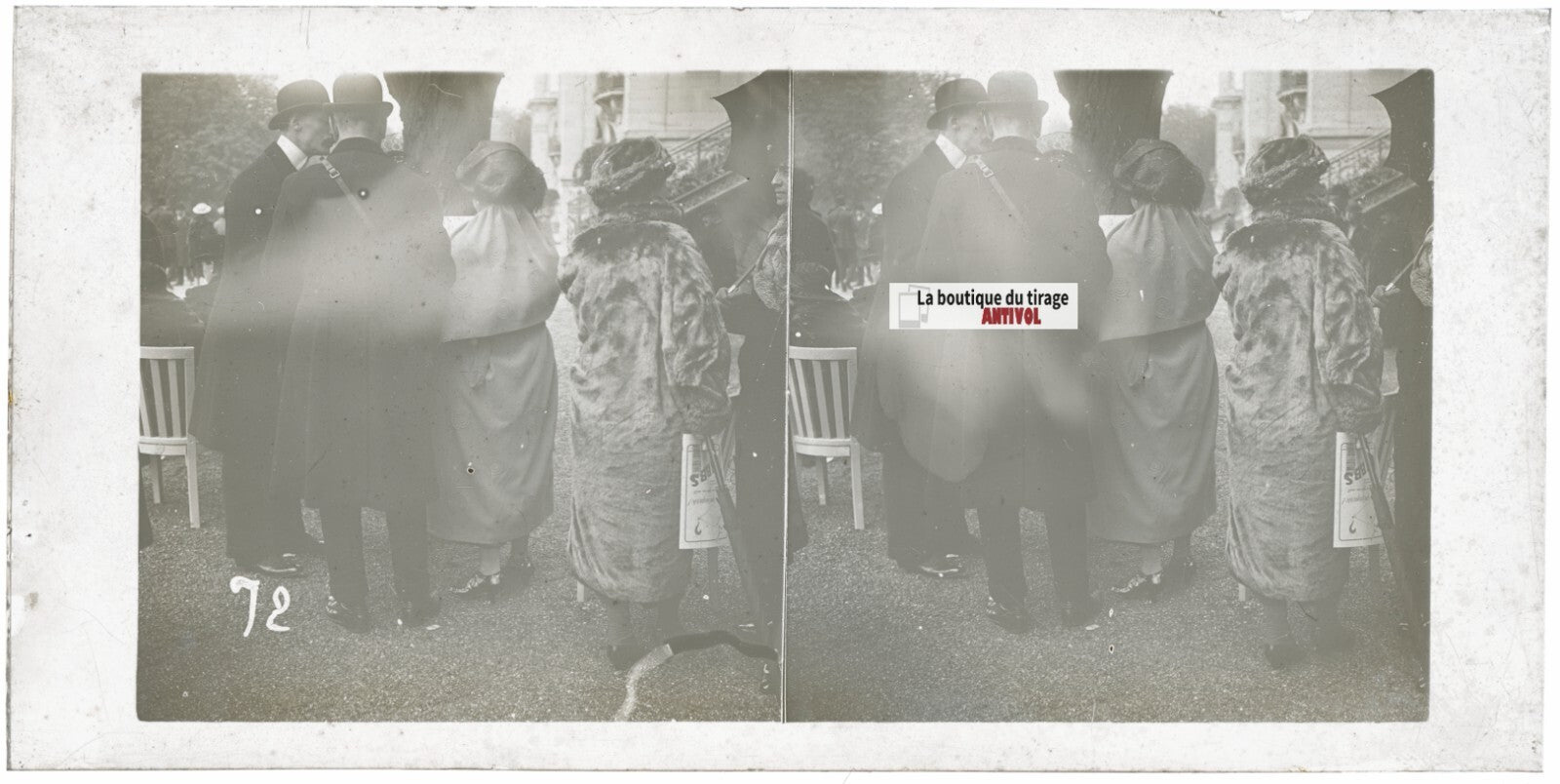 Hippodrome de Longchamp, Paris, stéréoscopie plaque verre, positif 8,5x17 cm