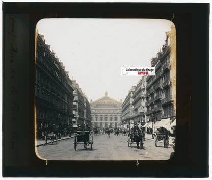 Rue de la Paix, Paris, photo plaque verre, noir & blanc , positif 8,5x10 cm