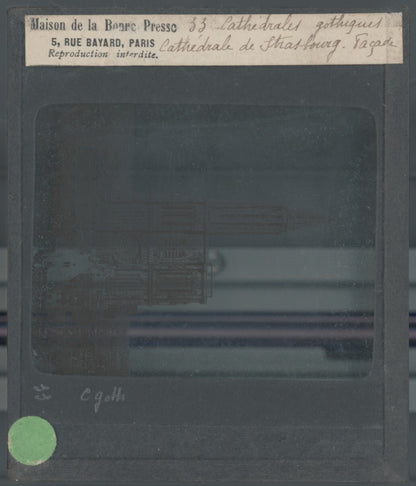 Cathédrale Notre-Dame de Strasbourg, photo plaque verre, positif 8,5x10 cm