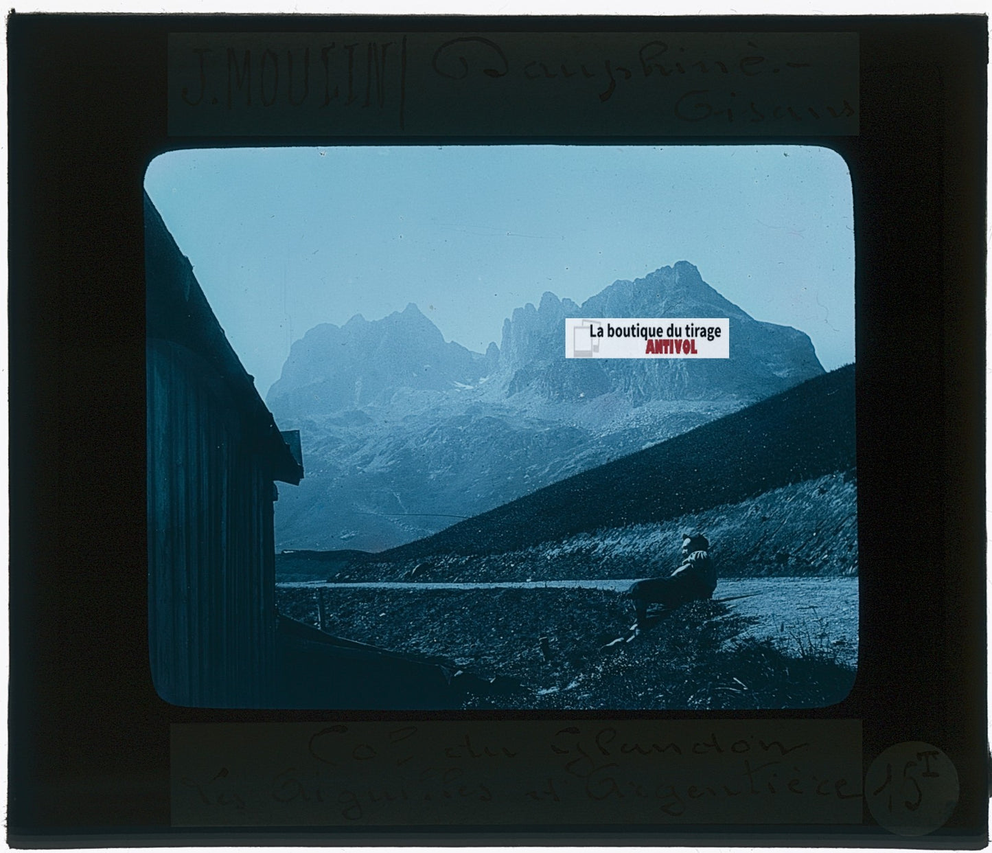 Col du Glandon, photo J. Moulin, plaque verre, couleur, positif 8,5x10 cm