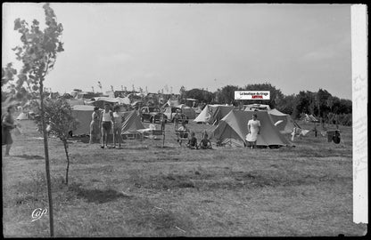 Bidart, camping Jean Paris, Plaque verre photo, négatif noir & blanc 9x14 cm