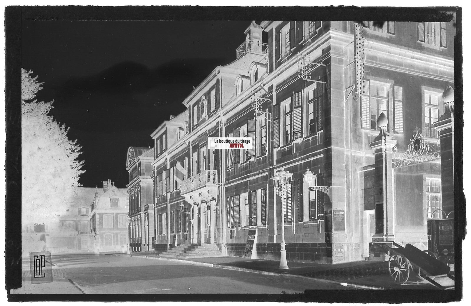 Plaque verre photo négatif noir & blanc 9x14 cm Montbéliard, Hôtel de Ville