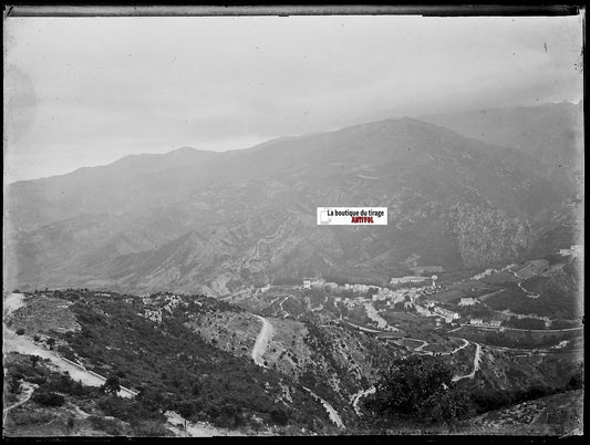 Amélie-les-Bains, Plaque verre photo ancienne, négatif noir & blanc 9x12 cm
