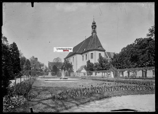 Plaque verre photo ancienne négatif noir et blanc 13x18 cm Colmar BARTHOLDI