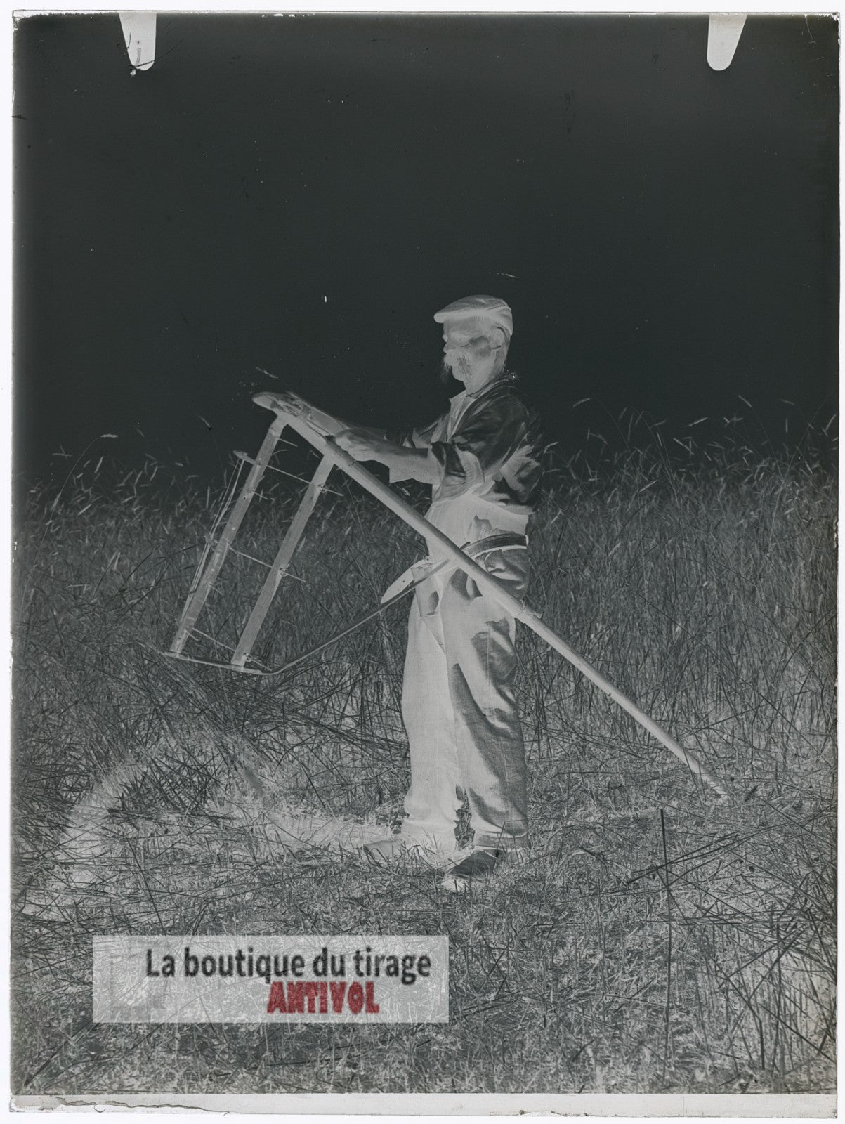 Moisson traditionnelle, campagne, plaque verre, photo ancienne, négatif 9x12 cm