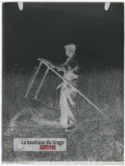 Moisson traditionnelle, campagne, plaque verre, photo ancienne, négatif 9x12 cm