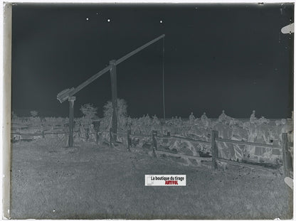 Soldats, halte militaire, plaque verre, photo ancienne, négatif N&B 9x12 cm