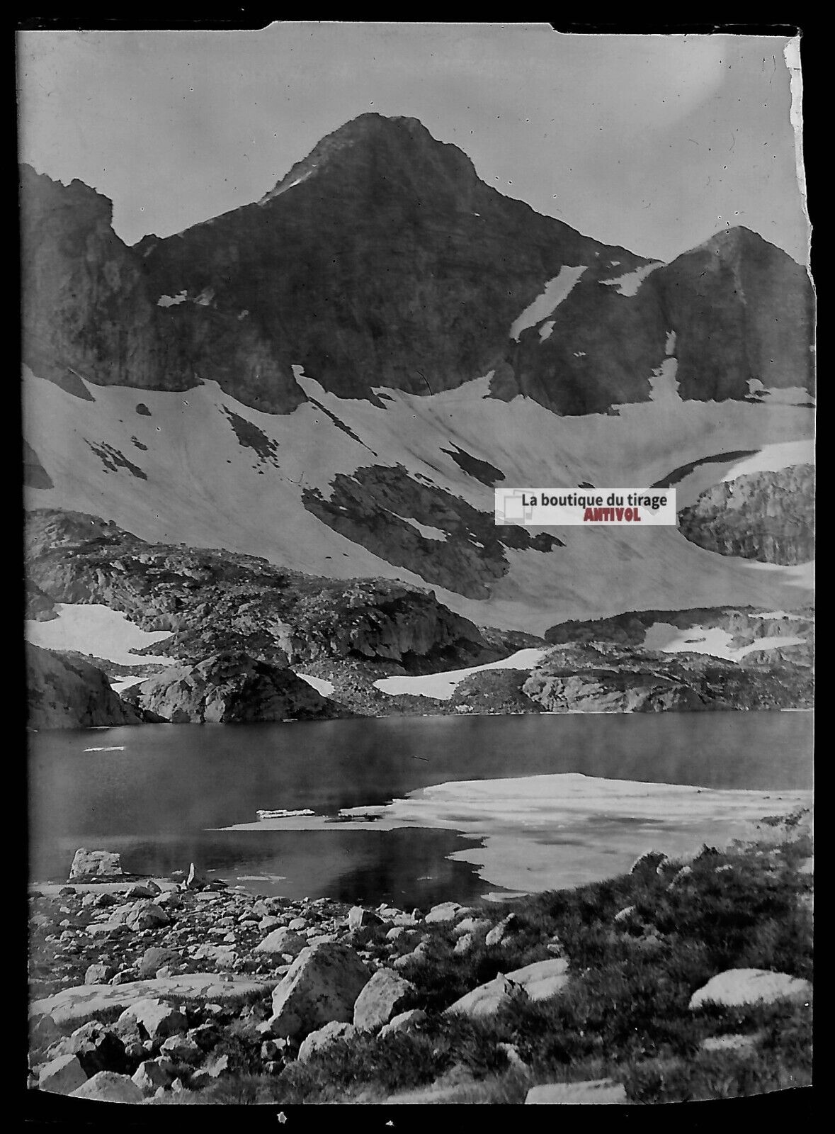 Plaque verre photo ancienne négatif noir et blanc 6x9 cm Balaïtous Pyrénées - La Boutique Du Tirage 