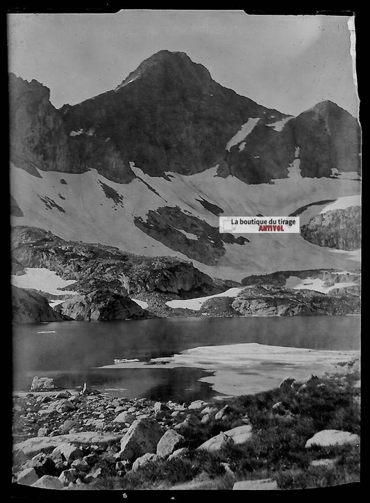 Plaque verre photo ancienne négatif noir et blanc 6x9 cm Balaïtous Pyrénées - La Boutique Du Tirage 