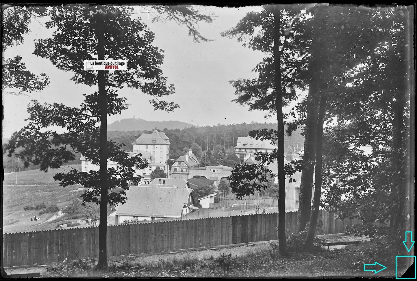 Trois-Épis, France, Plaque verre photo ancienne, négatif noir & blanc 10x15 cm
