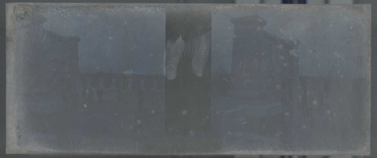 Monument morts, Belgique, Plaque verre stéréo, négatif noir & blanc 4,5x10,7 cm