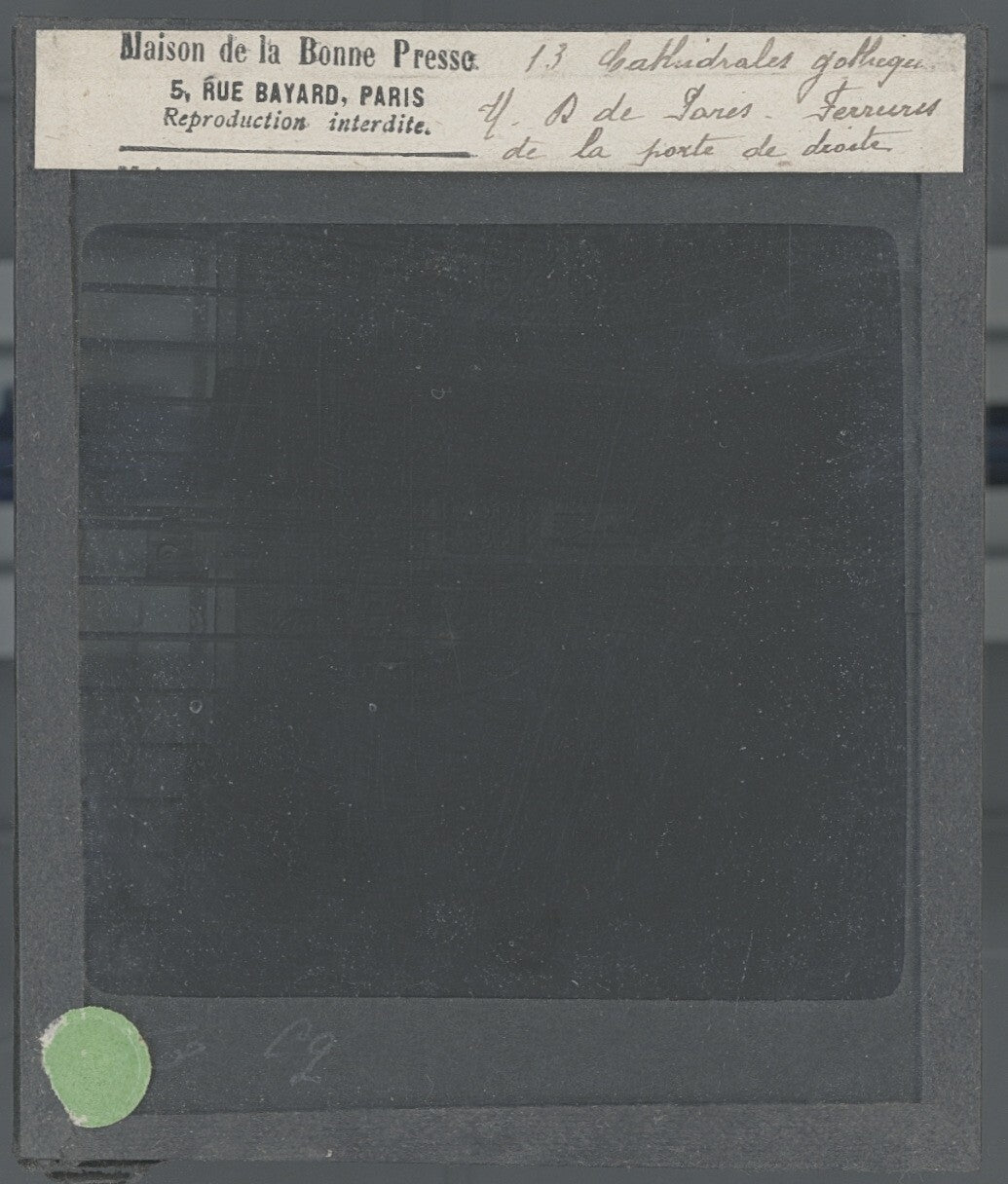 Cathédrale Notre-Dame de Paris, photo ancienne plaque verre, positif 8,5x10 cm