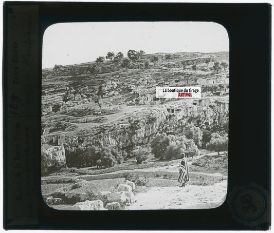 Le champ de Haceldama, photo plaque verre, noir & blanc, positif 8,5x10 cm