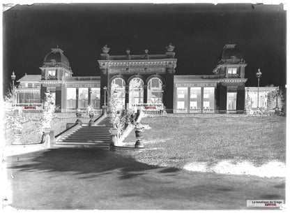 Plaque verre photo ancienne négatif noir et blanc 13x18 cm Vittel casino France