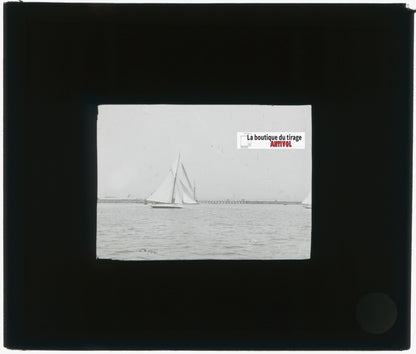 Yokohama, Japon, bateaux, photo plaque verre, noir & blanc, positif 8,5x10 cm