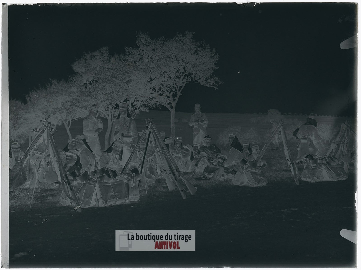 Mailly, camp la Grand'Halte, plaque verre, photo ancienne, négatif 9x12 cm