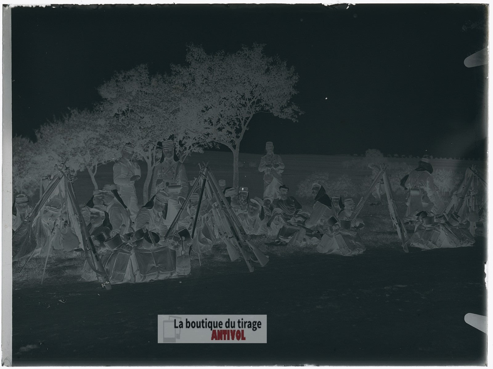 Mailly, camp la Grand'Halte, plaque verre, photo ancienne, négatif 9x12 cm