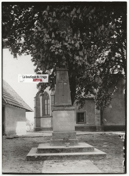 Plaque verre photo ancienne négatif noir et blanc 13x18 cm Alsace monument