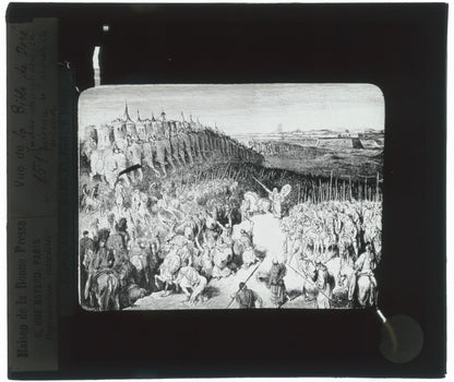 Judas Macchabée, Bible de Doré, dessin, plaque verre, positif 8,5x10 cm