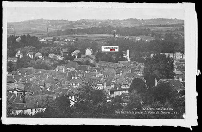 Plaque verre photo ancienne négatif noir et blanc 9x14 cm Salies-de-Béarn