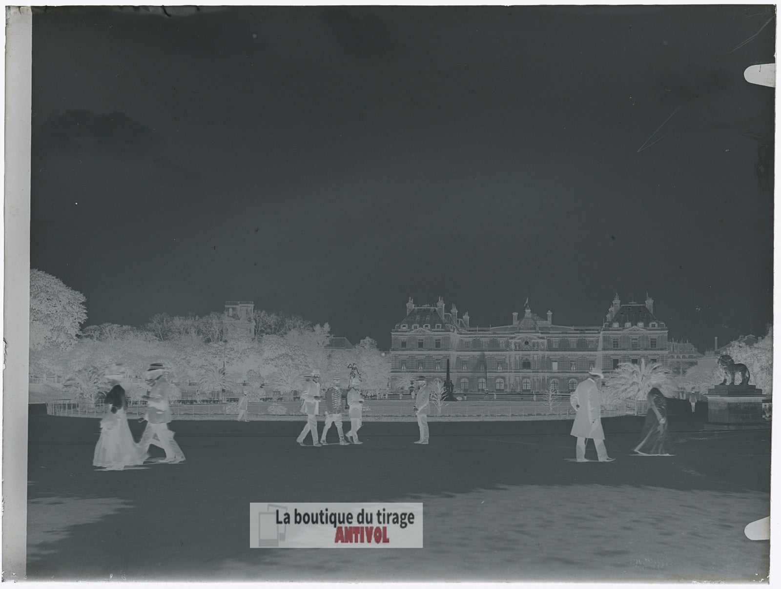 Palais du Luxembourg, Paris, plaque verre, photo ancienne, négatif 9x12 cm