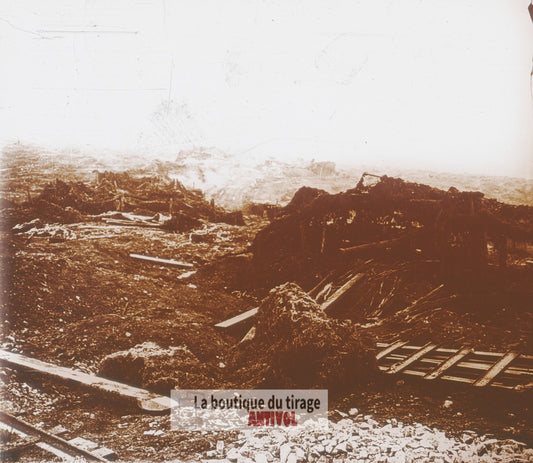 Verdun, batterie, guerre WW1, plaque verre photo ancienne stéréo 6x13 cm