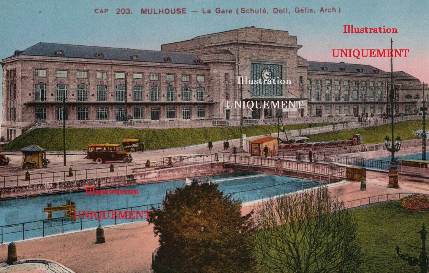 Plaque verre photo ancienne positif noir et blanc 13x18 cm Mulhouse gare train