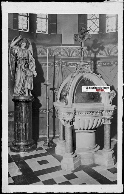 Plaque verre photo négatif noir & blanc 9x14 cm, Strasbourg, Saint-Pierre église