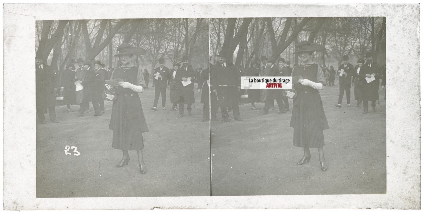 Hippodrome de Longchamp, Paris, stéréoscopie plaque verre, positif 8,5x17 cm