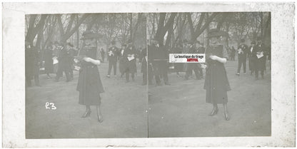 Hippodrome de Longchamp, Paris, stéréoscopie plaque verre, positif 8,5x17 cm