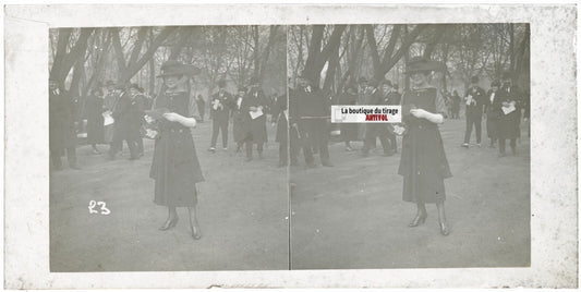 Hippodrome de Longchamp, Paris, stéréoscopie plaque verre, positif 8,5x17 cm