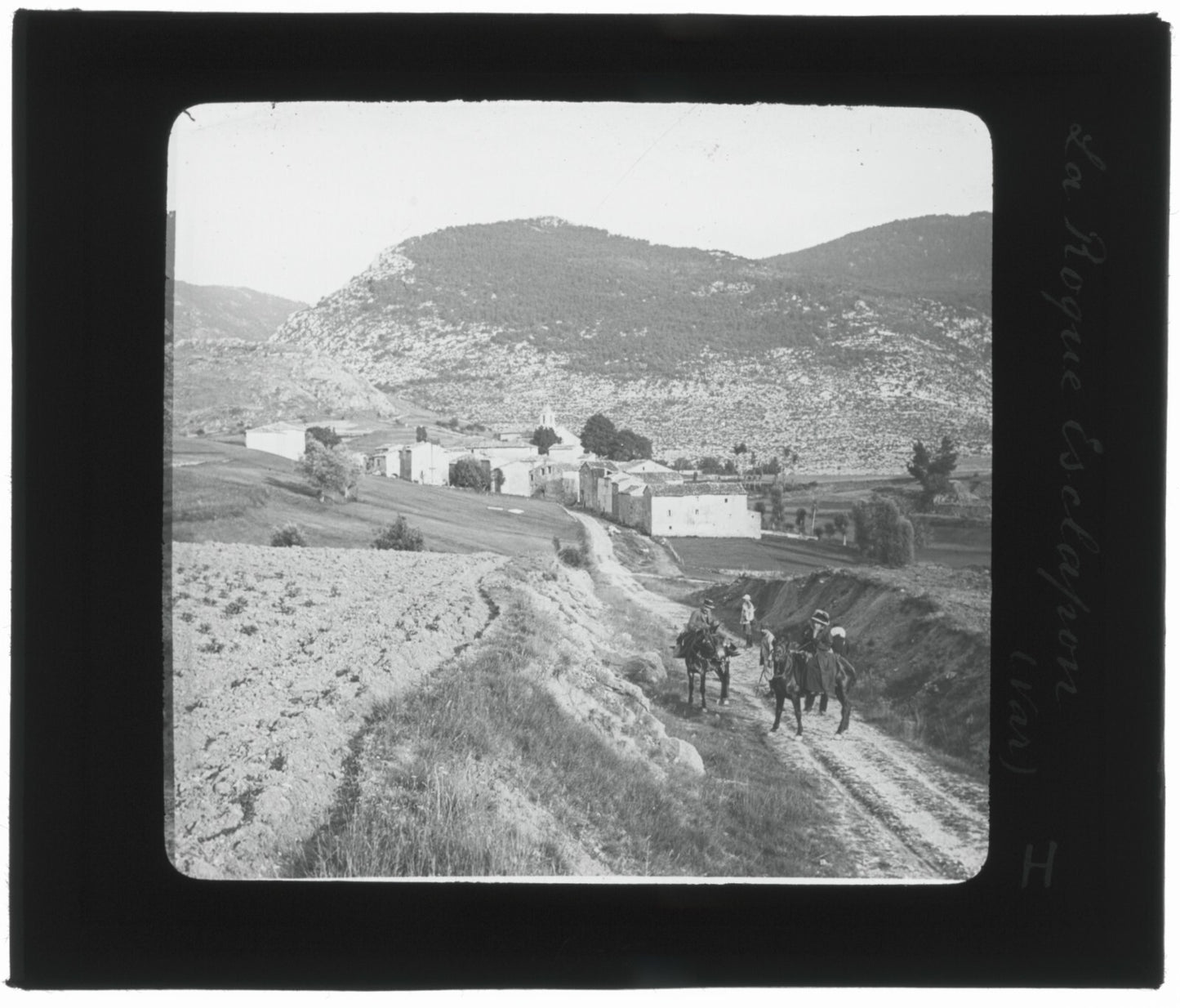 La Roque-Esclapon, Var, photo ancienne plaque de verre, positif 8,5x10 cm