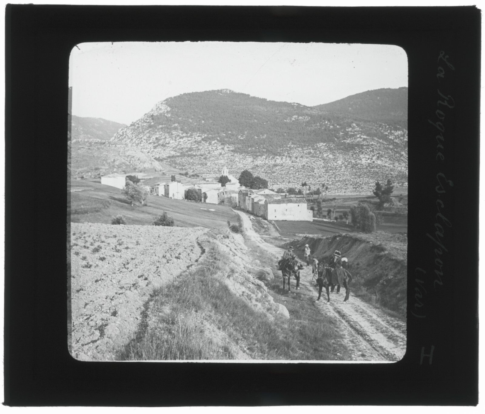 La Roque-Esclapon, Var, photo ancienne plaque de verre, positif 8,5x10 cm