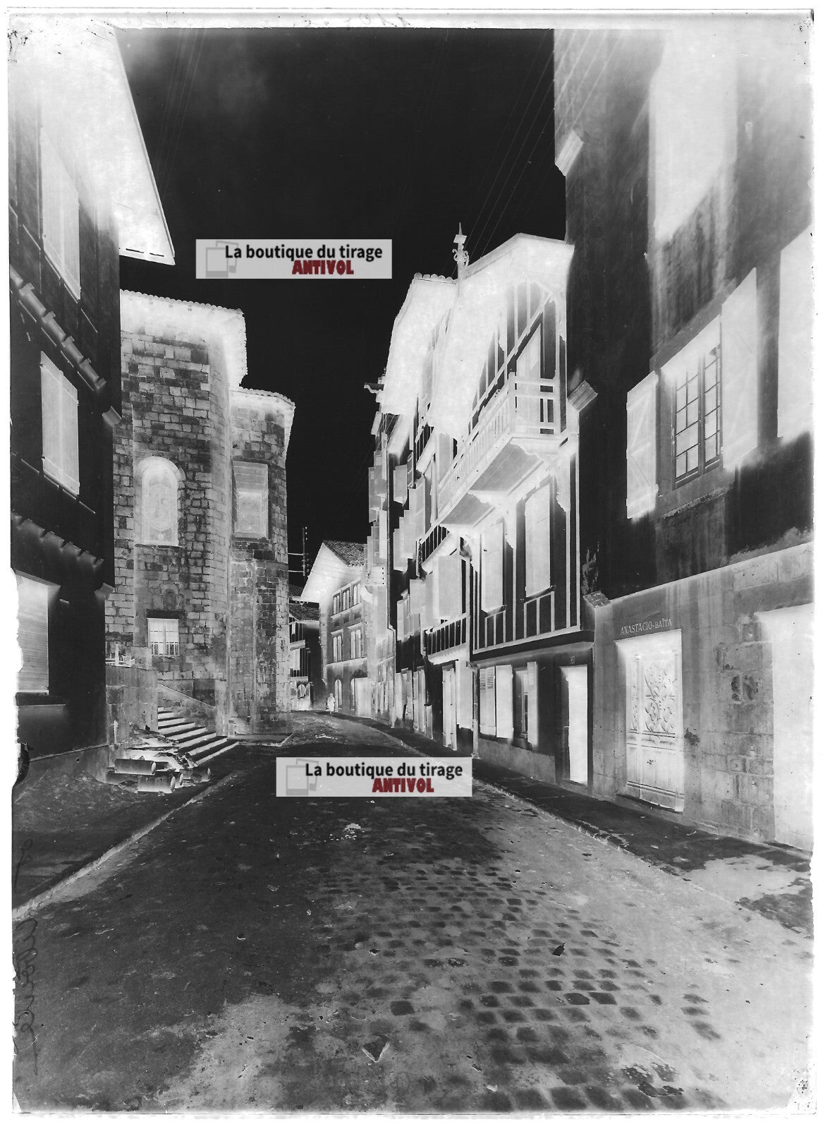 Plaque verre photo ancienne négatif noir et blanc 13x18 cm Saint Jean De Luz