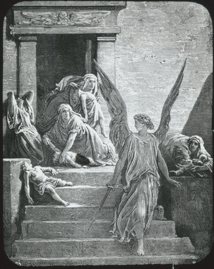 Egypte, la Bible illustrée par Doré, dessin, plaque de verre, positif 8,5x10 cm