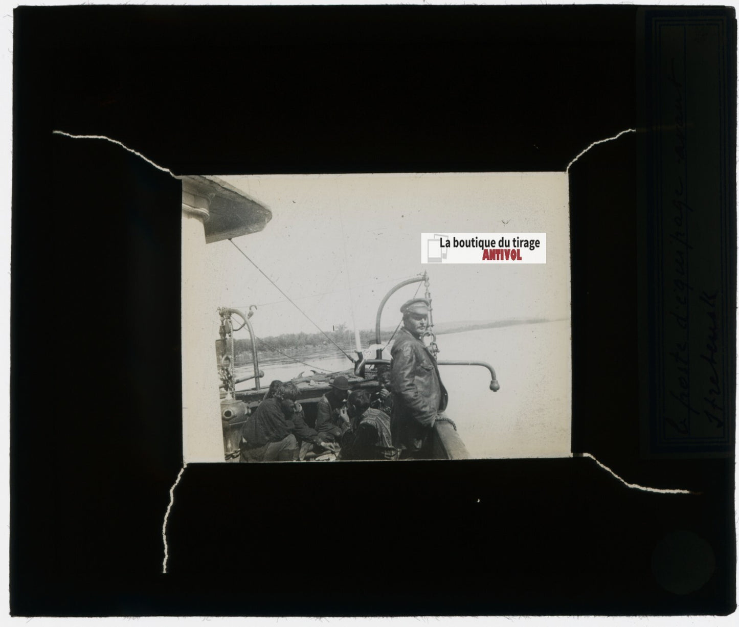 Sretensk, Russie, bateau, photo plaque verre, noir & blanc, positif 8,5x10 cm