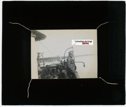 Sretensk, Russie, bateau, photo plaque verre, noir & blanc, positif 8,5x10 cm