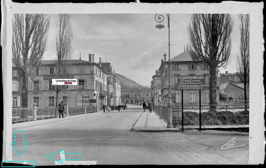 Plaque verre photo, négatif noir & blanc 9x14 cm, Bar-le-Duc, rue de la gare