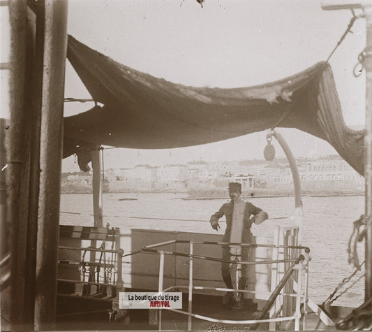 Bateau, navigation, militaire, plaque de verre, photo ancienne stéréo 6x13 cm