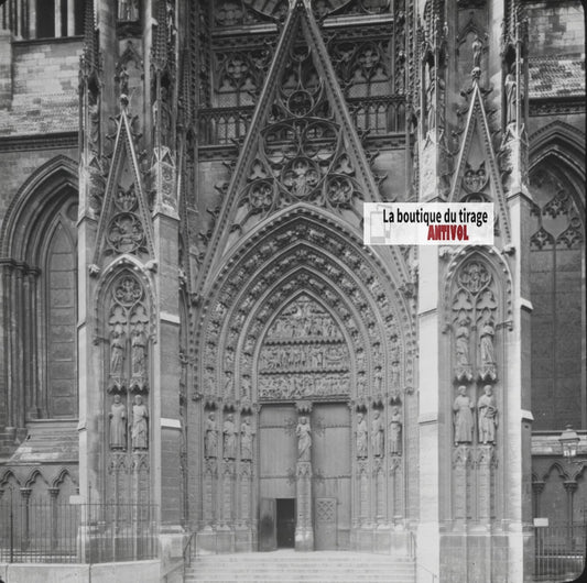Cathédrale Notre-Dame de Rouen, photo ancienne plaque verre, positif 8,5x10 cm