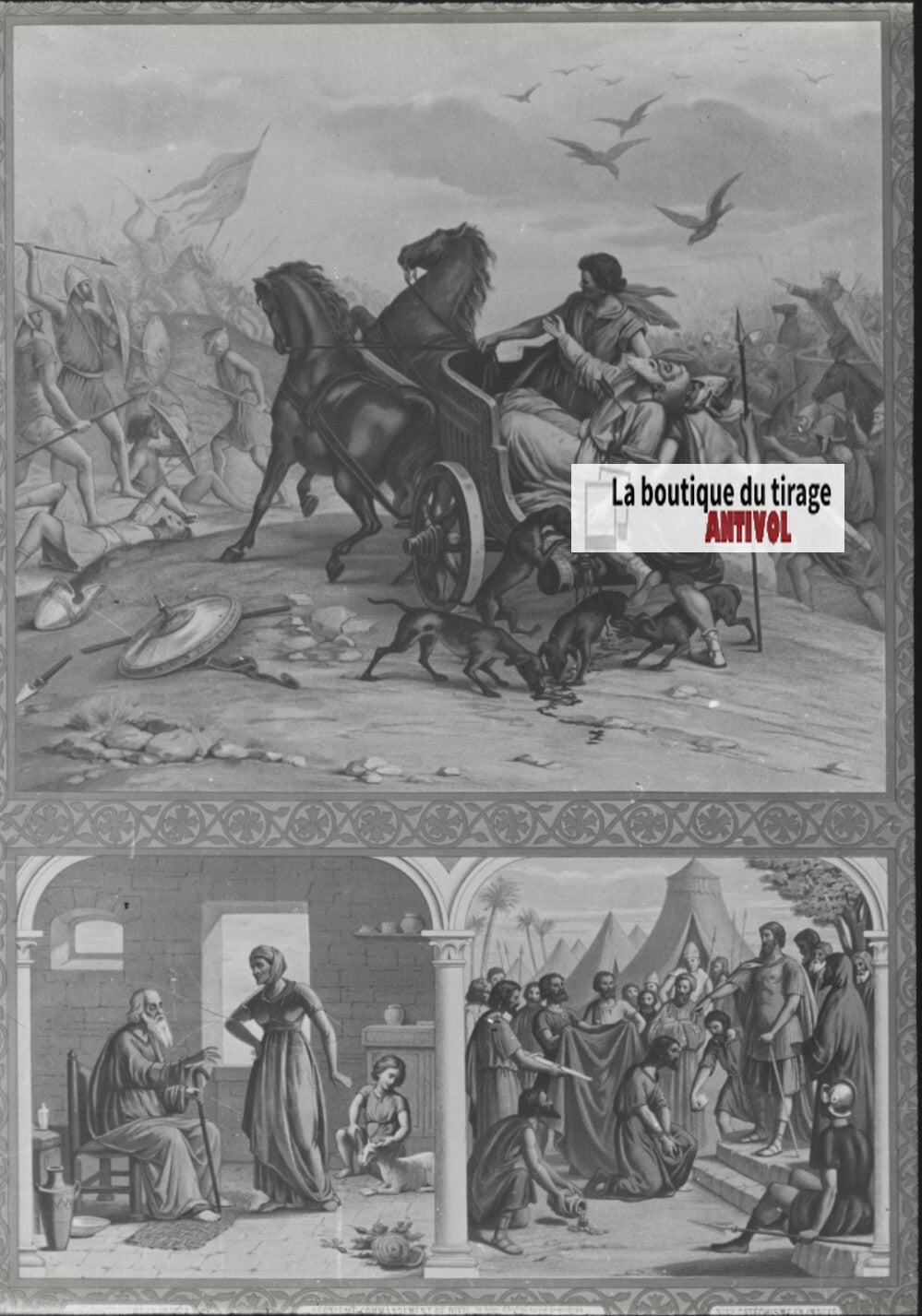 Scène religieuse, catéchisme, dessin peinture, plaque verre, positif 8,5x10 cm