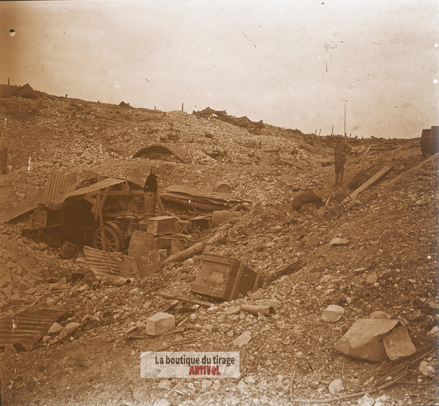 Souville, soldat, guerre WW1, plaque verre photo ancienne stéréo 6x13 cm