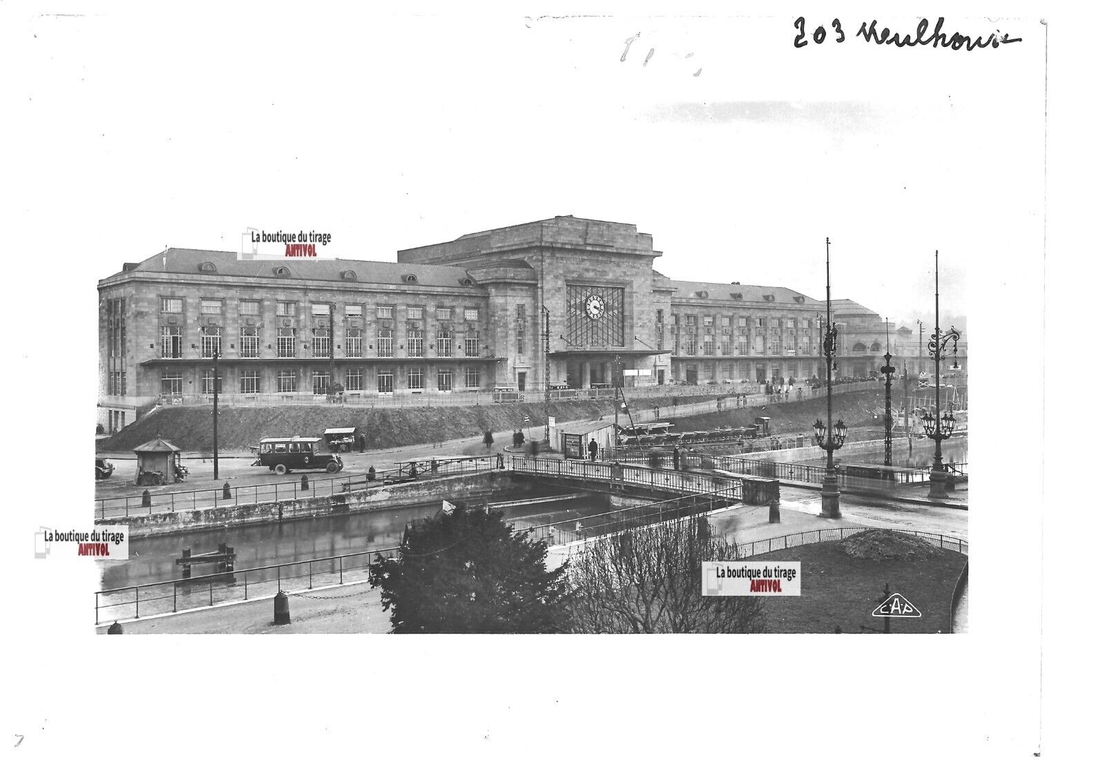 Plaque verre photo ancienne positif noir et blanc 13x18 cm Mulhouse gare train