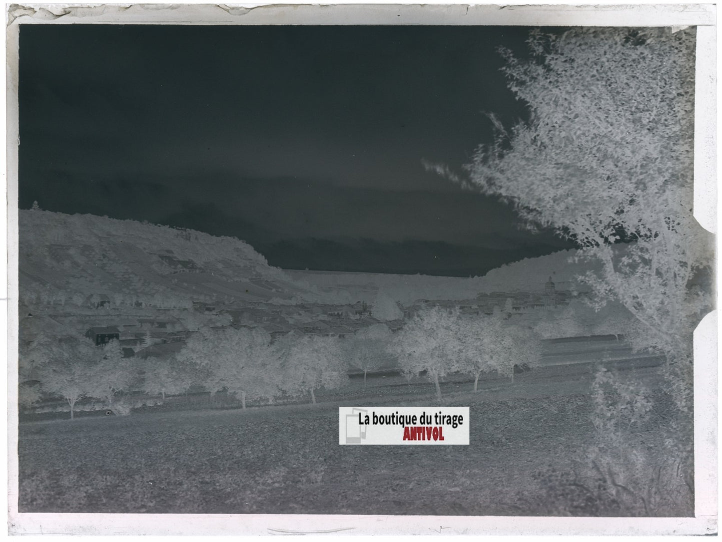 Saint-Claude village, photo ancienne plaque verre, négatif noir & blanc, 9x12 cm