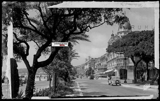 Plaque verre photo négatif noir et blanc 9x14 cm Nice, promenade des Anglais