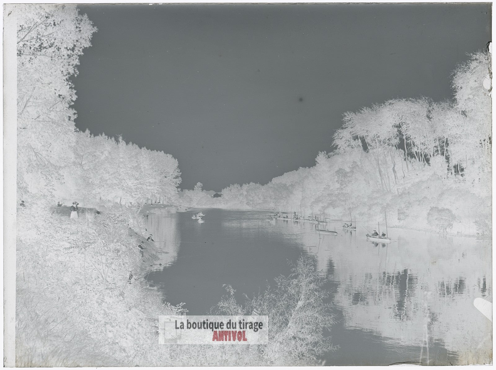 Bords de Marne à Saint-Maurice, plaque verre, photo, négatif 9x12 cm