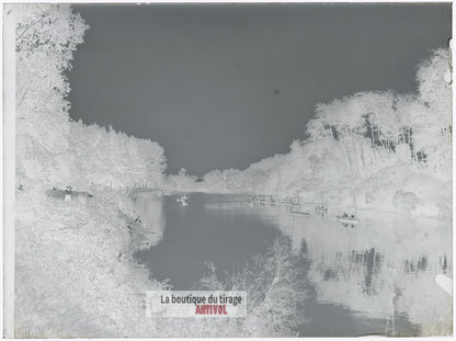 Bords de Marne à Saint-Maurice, plaque verre, photo, négatif 9x12 cm