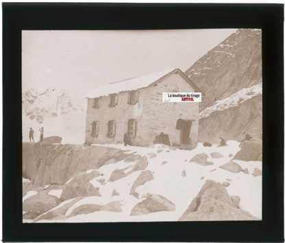 Mountet, Suisse, montagne, photo plaque verre, noir & blanc, positif 8,5x10 cm
