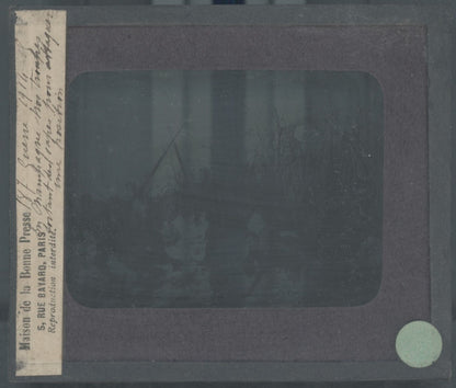 Dessin, Champagne guerre 14-18, plaque verre, noir & blanc, positif 8,5x10 cm