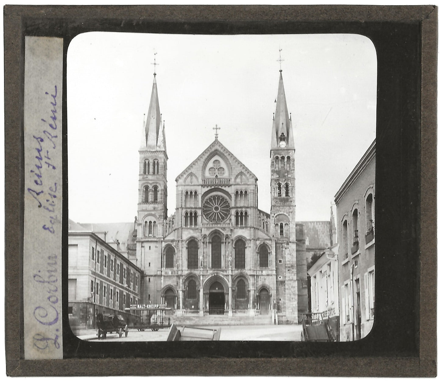Basilique Saint-Remi de Reims, photo plaque de verre, positif 8,5x10 cm